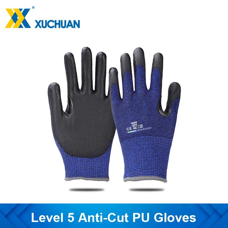 

1 Pair Anti Cut Proof Gloves,13 Gauge Cut Resistant Level 5 EN388 HPPE PU Glove with Thumb Reinforcement,Working Gloves