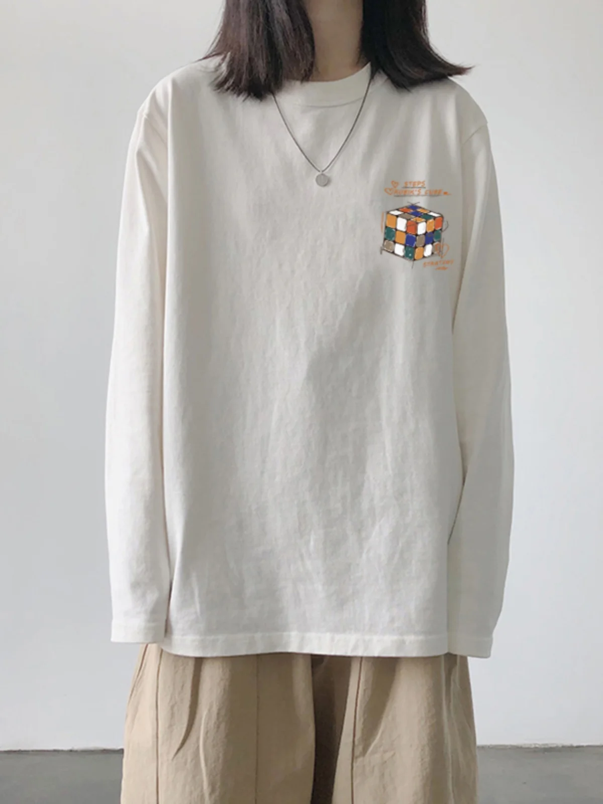 INS Хлопковая рубашка с длинными рукавами Женская осенняя свободная Harajuku Sle Design Sense