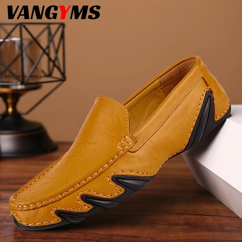 

Men's Casual Shoes Italian Leather Men's Loafers Moccasin Slippers Comfortable Breathable Flat Shoes Mężczyźni Na Co Dzień Buty