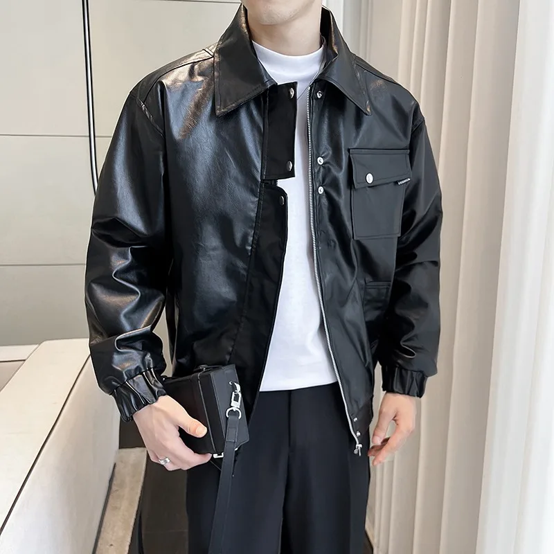 Модное брендовое пальто из искусственной кожи с карманом мужская американская