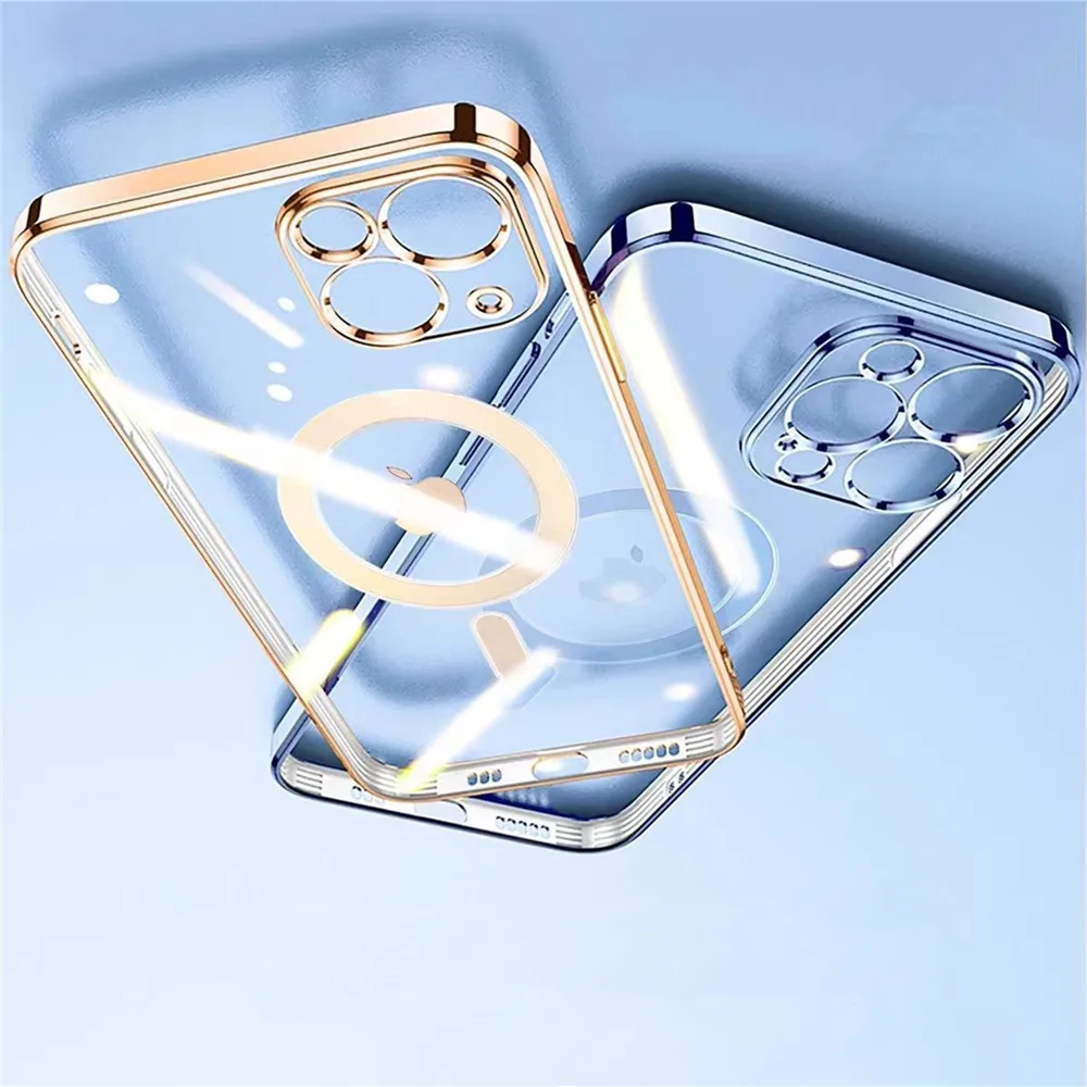 Прозрачный мягкий магнитный силиконовый чехол Magsafing для iPhone 11 12 13 Pro Max X XS XR 7 8 Mini