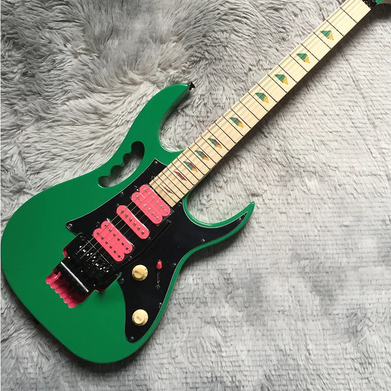 

7V Electric Guitar Stevevai Green Color H-S-H Pickup FR Bridge Basswood Body Maple Fretboard Black Hardware Free Shipping