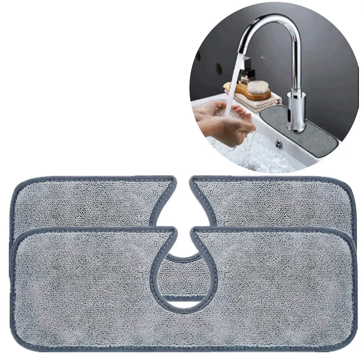 

Kitchen Faucet Absorbent Mat Microfiber Drain Pads Sink Splash Guard Faucet Splash Catcher for Kitchen Bathroom Countertop