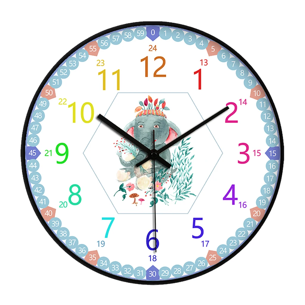 

Wall Clock for Kids Silent Non-Ticking Rainbow Large Number Easy to Read Learning Wall Clock Battery Operated for Home/Office