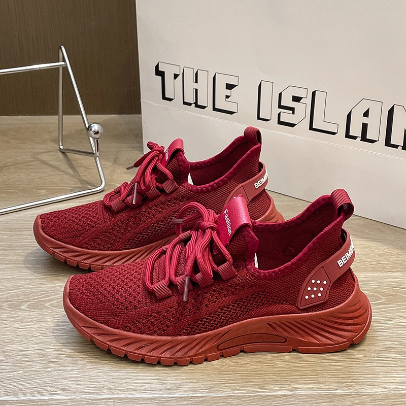 2023 New Women Breathable Running Sports Shoes Outdoor Light Comfortable Lace Up Shoe Fashion Air Cushion Casual Sneakers