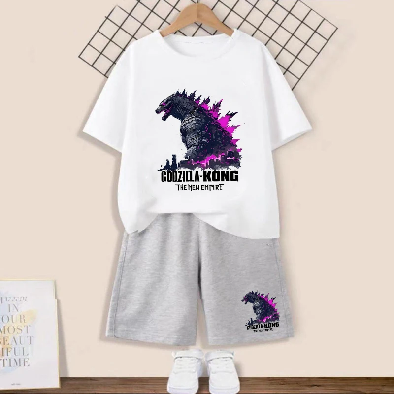 Детский комплект с футболкой и шортами Godzillas летняя одежда для мальчиков