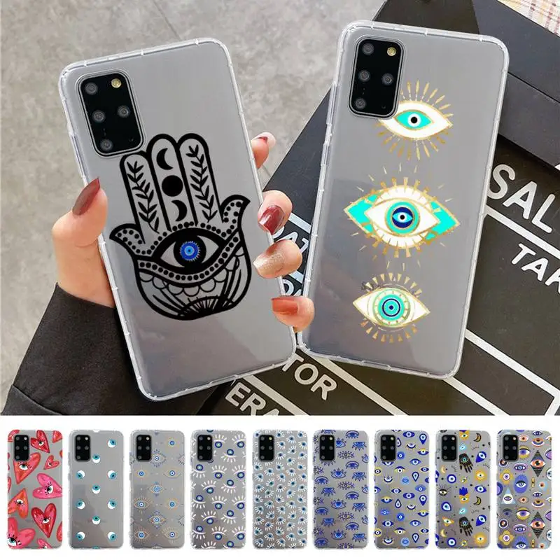 

Blue Evil Eye Phone Case for Samsung S20 S10 lite S21 plus for Redmi Note8 9pro for Huawei P20 Clear Case