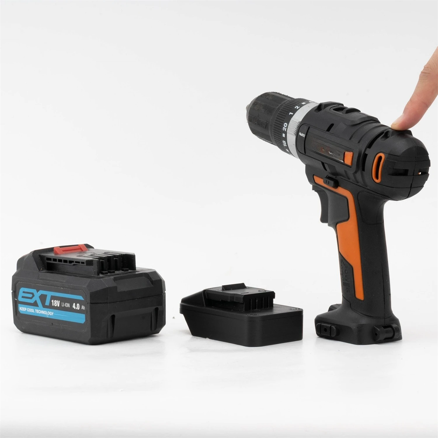 Фото Адаптер для аккумулятора ERbauer 18V (литий-ионный) для инструментов WORX 20V (4-контактный) – аксессуар для беспроводных дрелей (только адаптер) №2