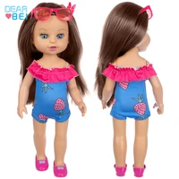 summer new 14 inch girl fashion beach swimsuit clothes family doll girls toys gifts early education vinyl