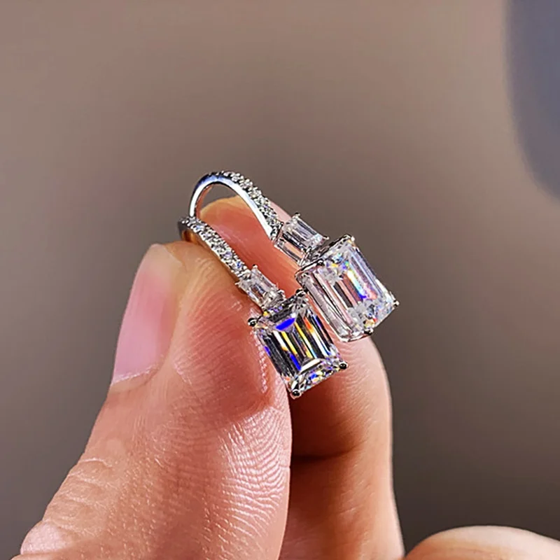 

New Fashion Geometric Cubic Zirconia Drop Earrings for Women Simple Stylish Wedding Earrings Party Jewelry 2021 Drop Shipping
