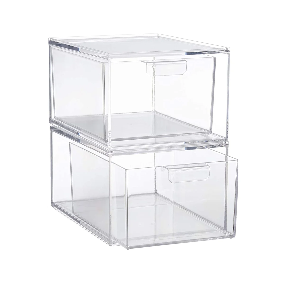 

Stackable Clear Plastic Organizer Drawers 4.5-Inches Tall Organize Cosmetics and Beauty Supplies