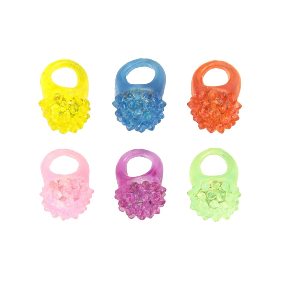 

10 Pcs Strawberry Shaped Rings Silicone Flashing LED Light-up Jelly Bumpy Rings Finger Lights (Random Color)