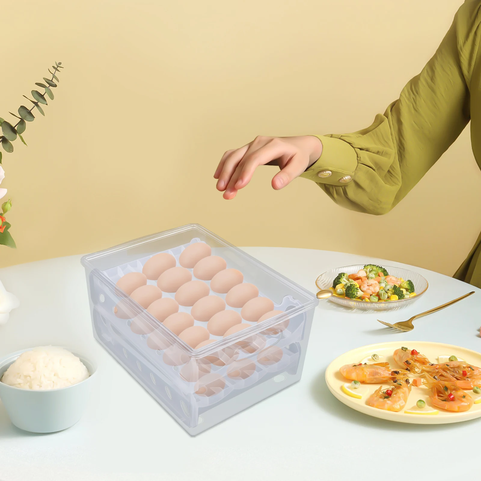 

Egg Holder for Refrigerator Pull Out Egg Refrigerator Drawer with Slide Design Adjustable Egg Holder Storage Container