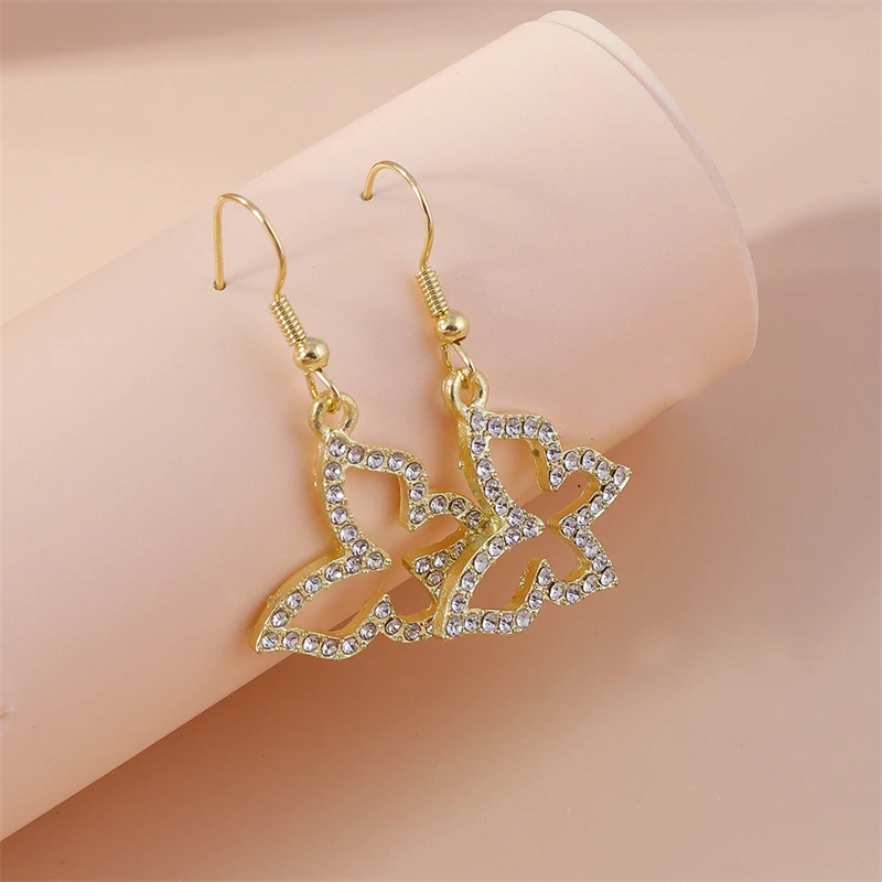 Модные хрустальные полые серьги-подвески в виде животных и бабочек для женщин