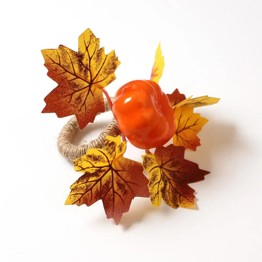

Thanksgiving Napkin Buckles Thanksgiving Harvest Pumpkin Maple Leaves Napkin Rings Realistic Fall Dining Table Decorations for A
