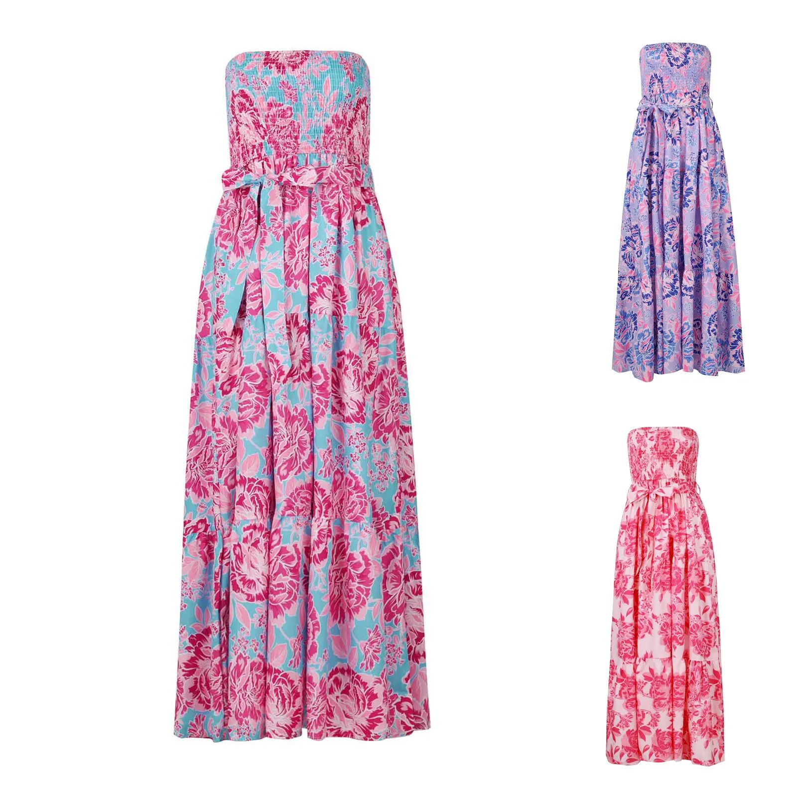 

Female Clothing Comfortable Slim Elegant Floral Flower Printed Ruched Loose Summer Suit Set Women Suit For Summer Vestidos