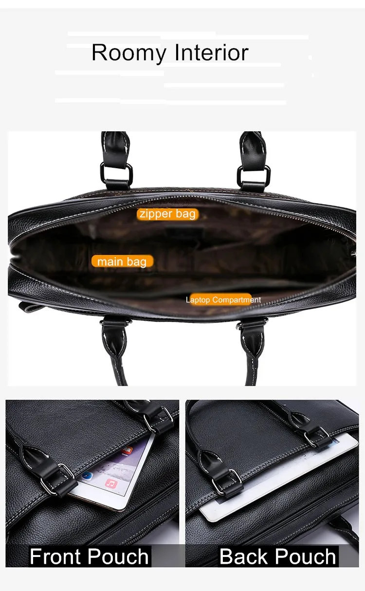 Men's Portable Briefcase Fashion Laptop Handbag Casual Shoulder Messenger Computer Bag Leather Large Capacity  Official Bag