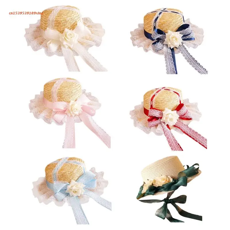 

Trendy Sunshade Flat Hat Beach Hat Flower Decor Sunhat for Outdoor Photoshoot