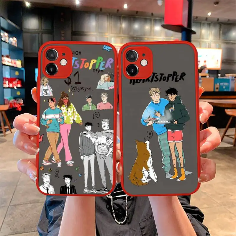 

Heartstopper Phone Case For iphone 13 12 11 Pro Mini Max XS X 8 7 Plus SE 2020 XR Matte Transparent Light red Cover