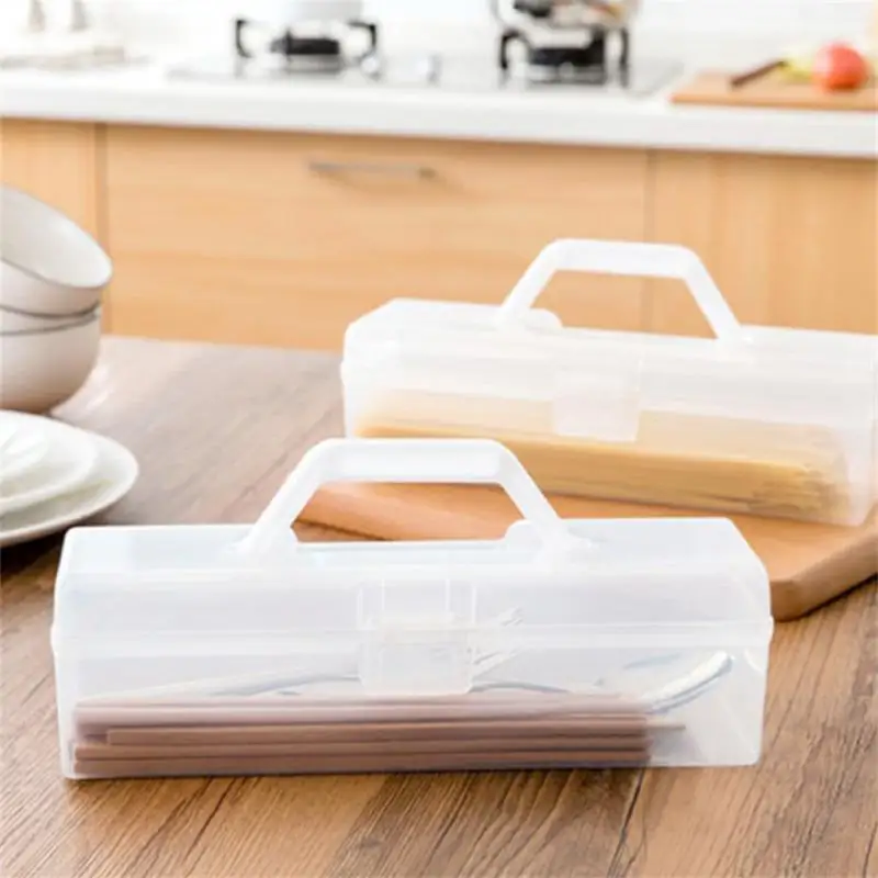 

Household Food Storage Containers Handheld Tableware Storage Rack Portable Transparent Plastic Pasta Container With Lid With Lid
