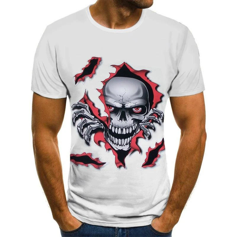 

Summer New 3D Men's T-shirt Terrible Skull Printed Tees Short-Sleeved For Women Boy Cool Streetwear Fashion Hip Hop Tops Shirts