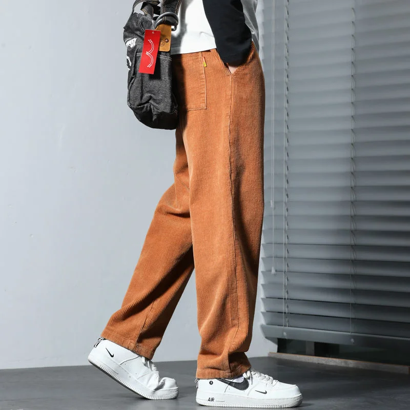 

Брюки мужские вельветовые длинные, прямые свободные штаны, весна-осень