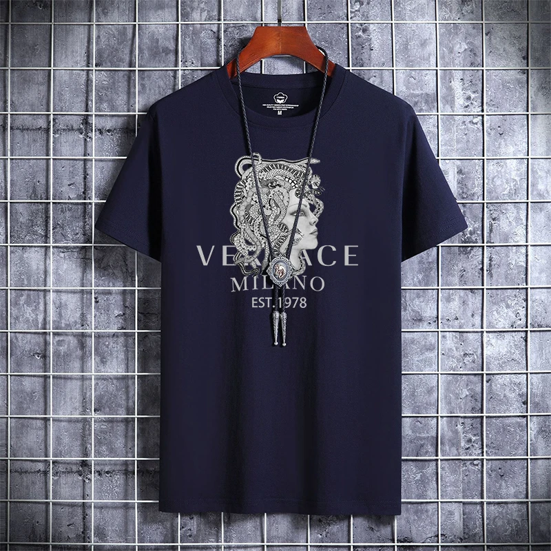 

Men Pure Cotton T-shirt Luxury Milan Style Short Sleeve Tee Shirt Classic T Shirt Milano Vintage O Neck Jersey Top Brand Tees