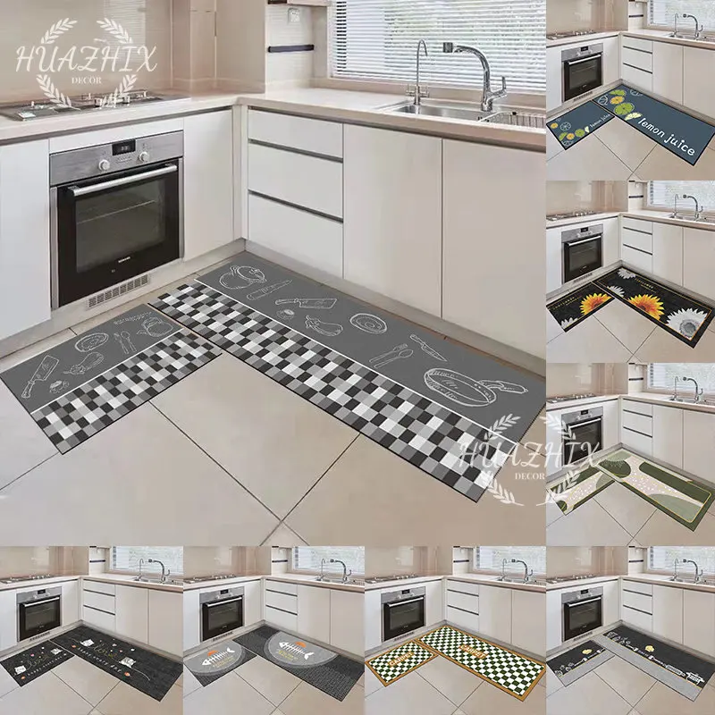 

Kitchen Floor Mat Carpet Living Room Tableware Pattern Entrance Doormat Bath Rugs Flannel Trendy Washable Anti-slip Home Decor