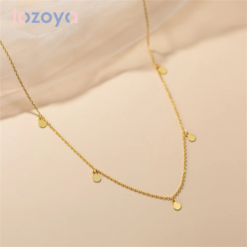 

Lozoya 925 Silver Chains Woman Disc Geometric Necklace Pendant Simple Temperament Fashion Clavicle Chain Luxury Jewelry GiftGift