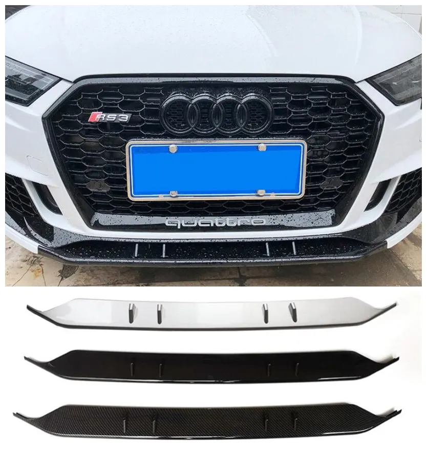 

High Quality ABS Carbon Fiber Bumper Front Lip Splitter Protector Fits For Audi A3/S3 Modified RS3 2017 2018 2019 2020 2021