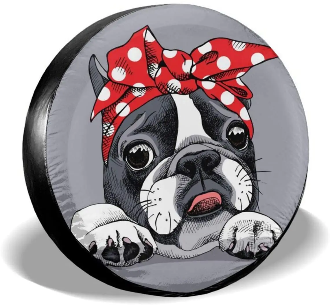 

Delerain French Bulldog Spare Tire Covers for Jeep RV Trailer SUV Truck and Many Vehicle, Wheel Covers Sun Protector Waterproof