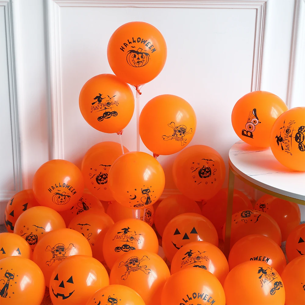 

20pcs 12inch Halloween Pumpkin Latex Balloons Skull Bat Polka Dot Helium Globos Festive Home Decor Halloween Party Decorations