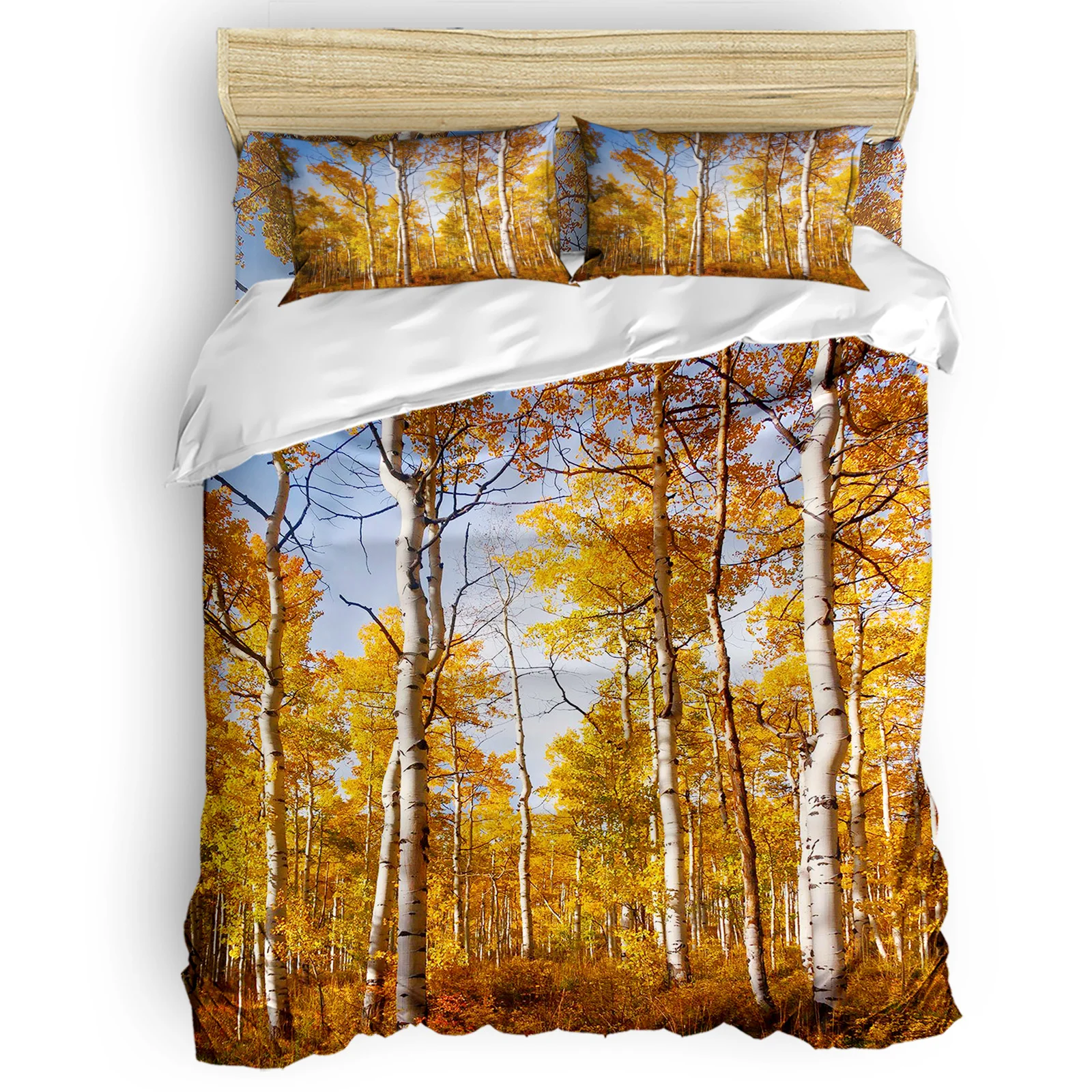 Осенний комплект постельного белья с изображением березового леса постельное