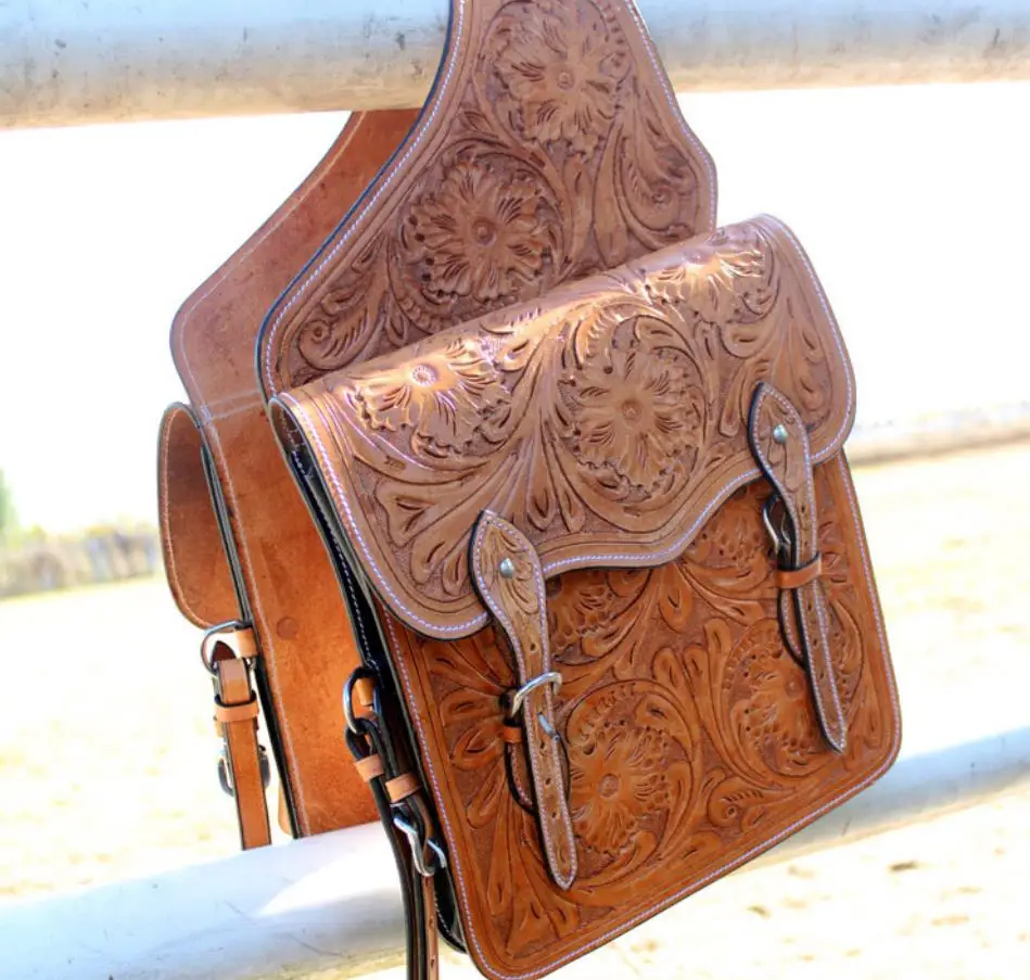 Horse Equestrian Riding Saddle Bag, cowhide