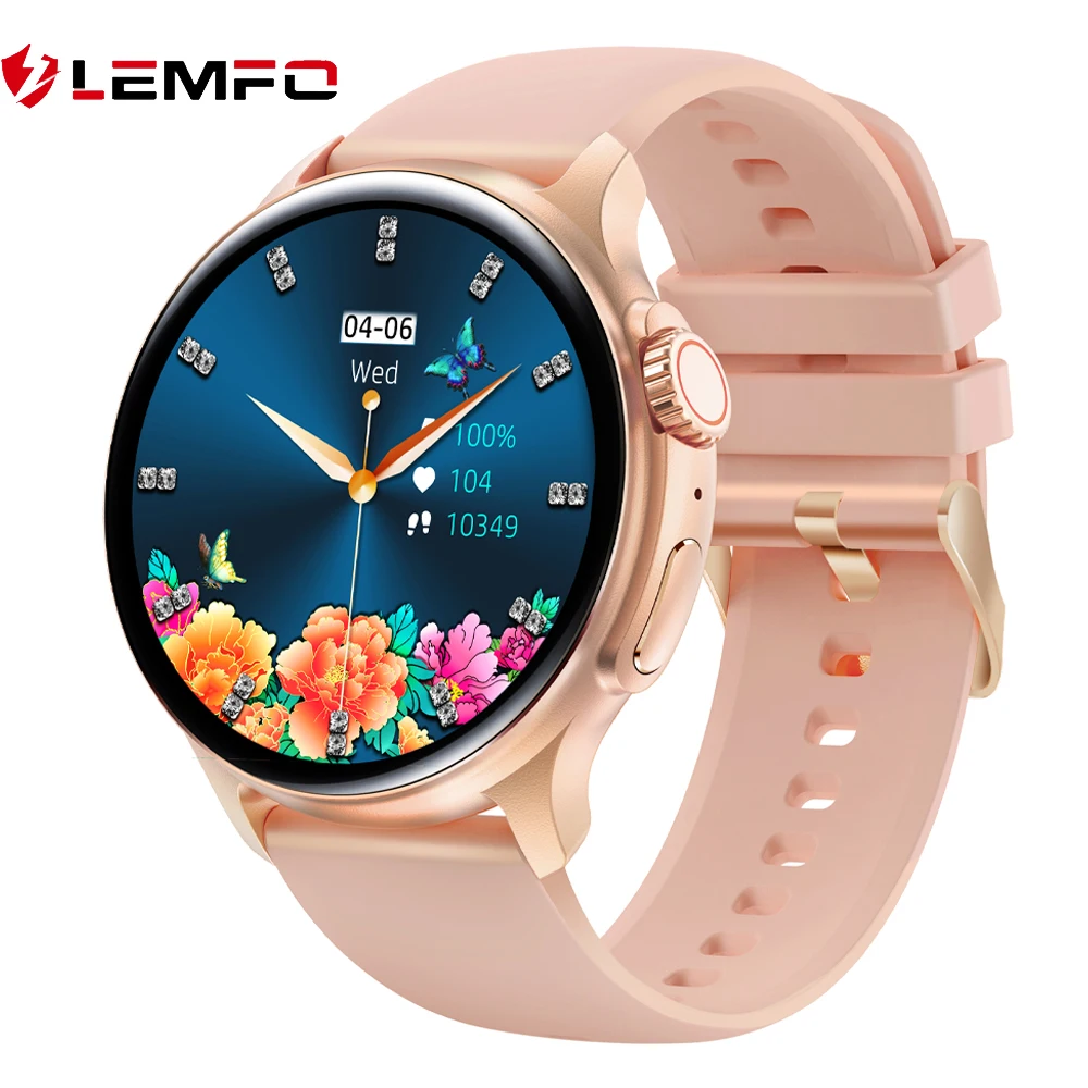 

LEMFO Smart Watch Women AMOLED Screen Custom Dial Bluetooth Call Heart Rate Monitor Sport Smartwatch For Android IOS 1.43''