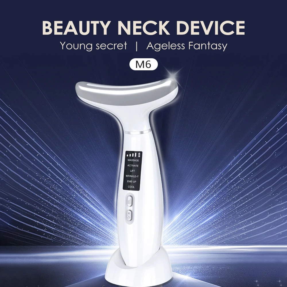 

Neck Facial Lifting Device EMS Microcurrent LED Photon Therapy Vibration Face Massager Anti Wrinkles Tightening Skin Care Tools