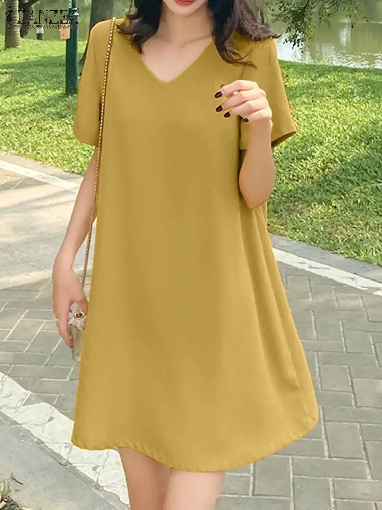 

Платье ZANZEA женское пляжное с V-образным вырезом и коротким рукавом