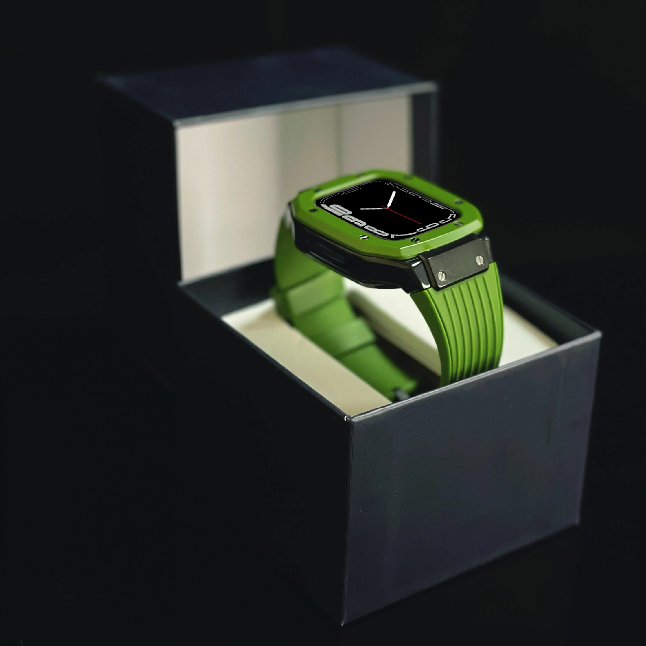Скидка Чехол для IWatch Series 7 8 45 мм для Apple Watch 8 Se 6 5 4 44 мм модный мужской резиновый набор модификация Роскошный чехол из нержавеющей стали