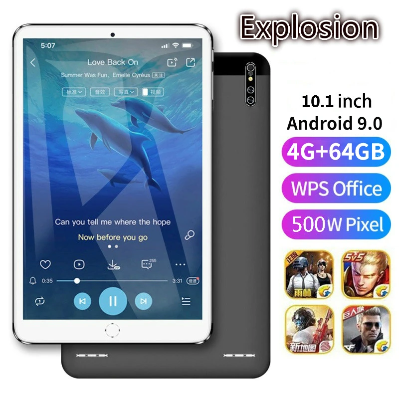2023 New 10.1 Inch Tablet Screen Mutlti Touch Android 9.0 Octa Core Ram 4GB ROM 64GB Camera  Wifi 10.1 Inch Tablet 4G FDD