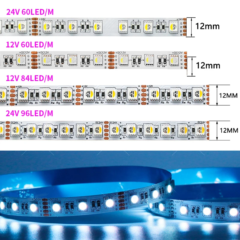 5M 12V 24V SMD5050 RGBW RGBWW LED Strip RGB White RGB Warm White, 4 Color in 1 LED Chip,60 LED/M IP20 IP65 Waterproof LED Tape