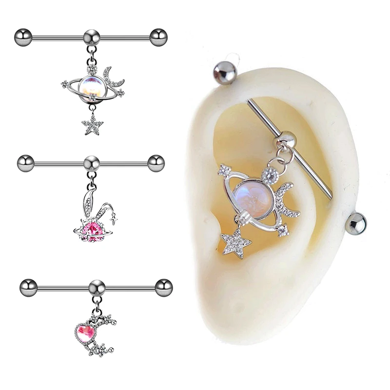 Прямой стержень 14 г Промышленные Аксессуары для пирсинга тела подвеска в виде