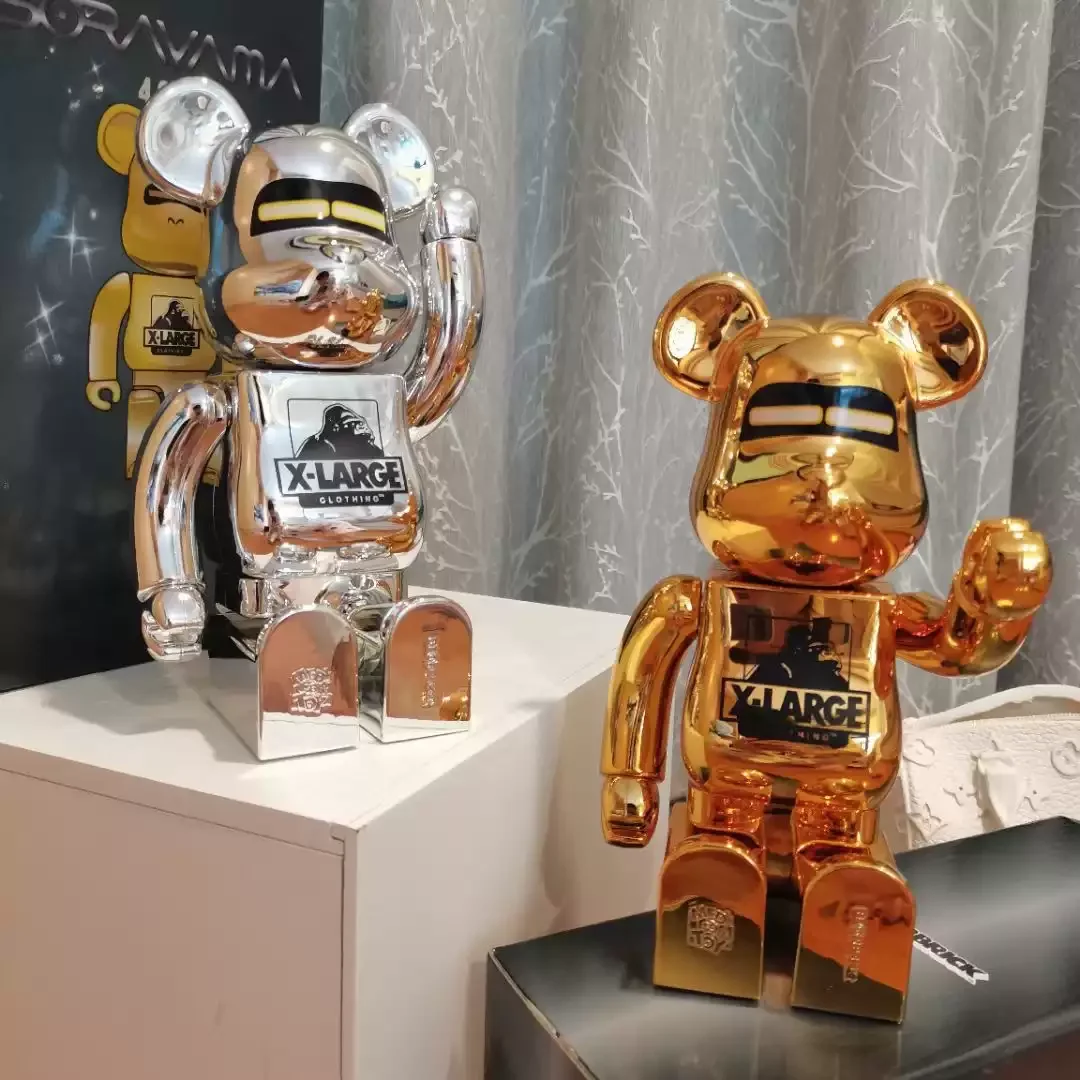 

Bearbrick400% Fujiwara Hiroshi Lightning Electroplating Silver Be@rbrick trendy Toy Doll Kyoto Silver Gold Electroplating Proces