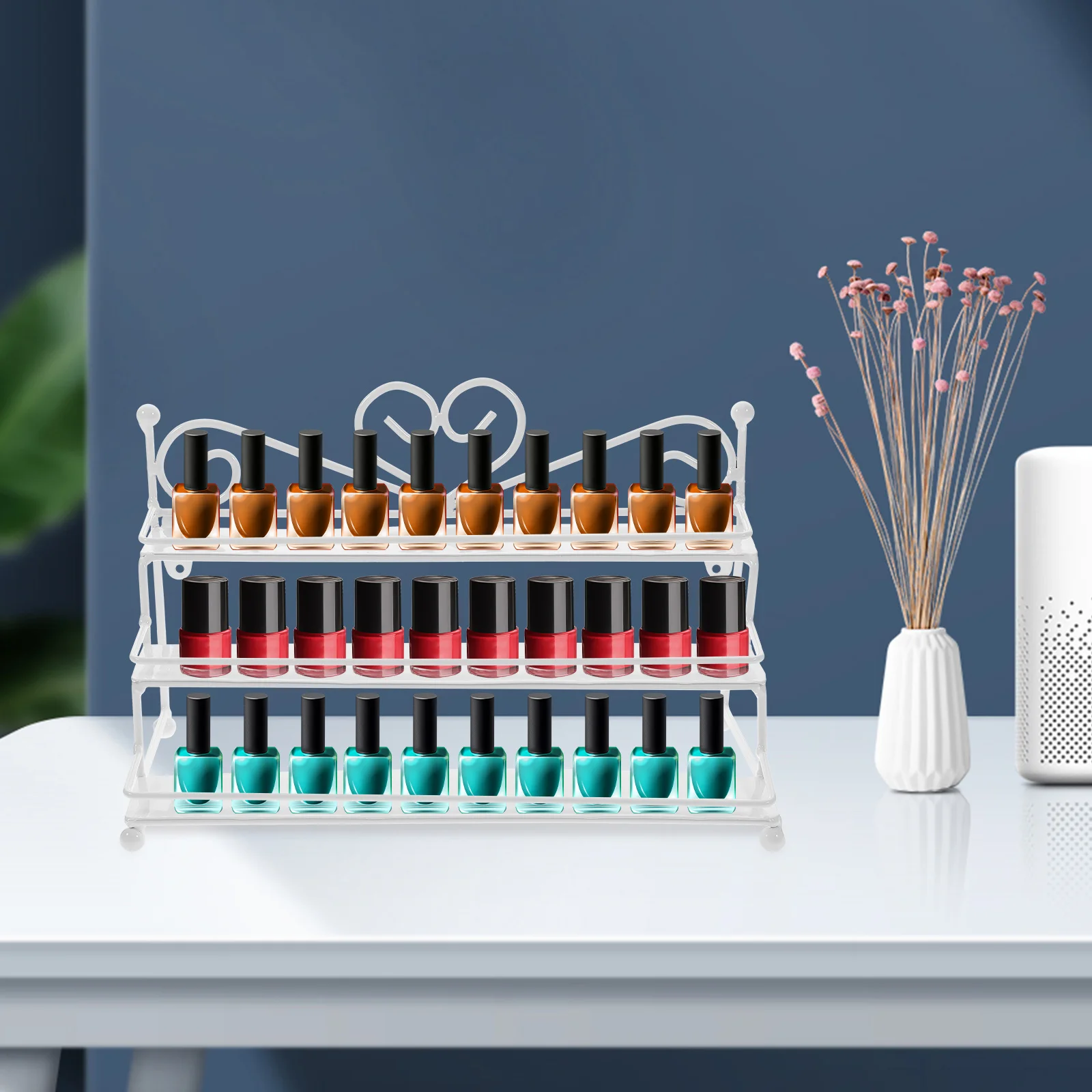 Metal Nail Polish Organizer Holder Table Posh Dispaly Organizing Rack (Black)