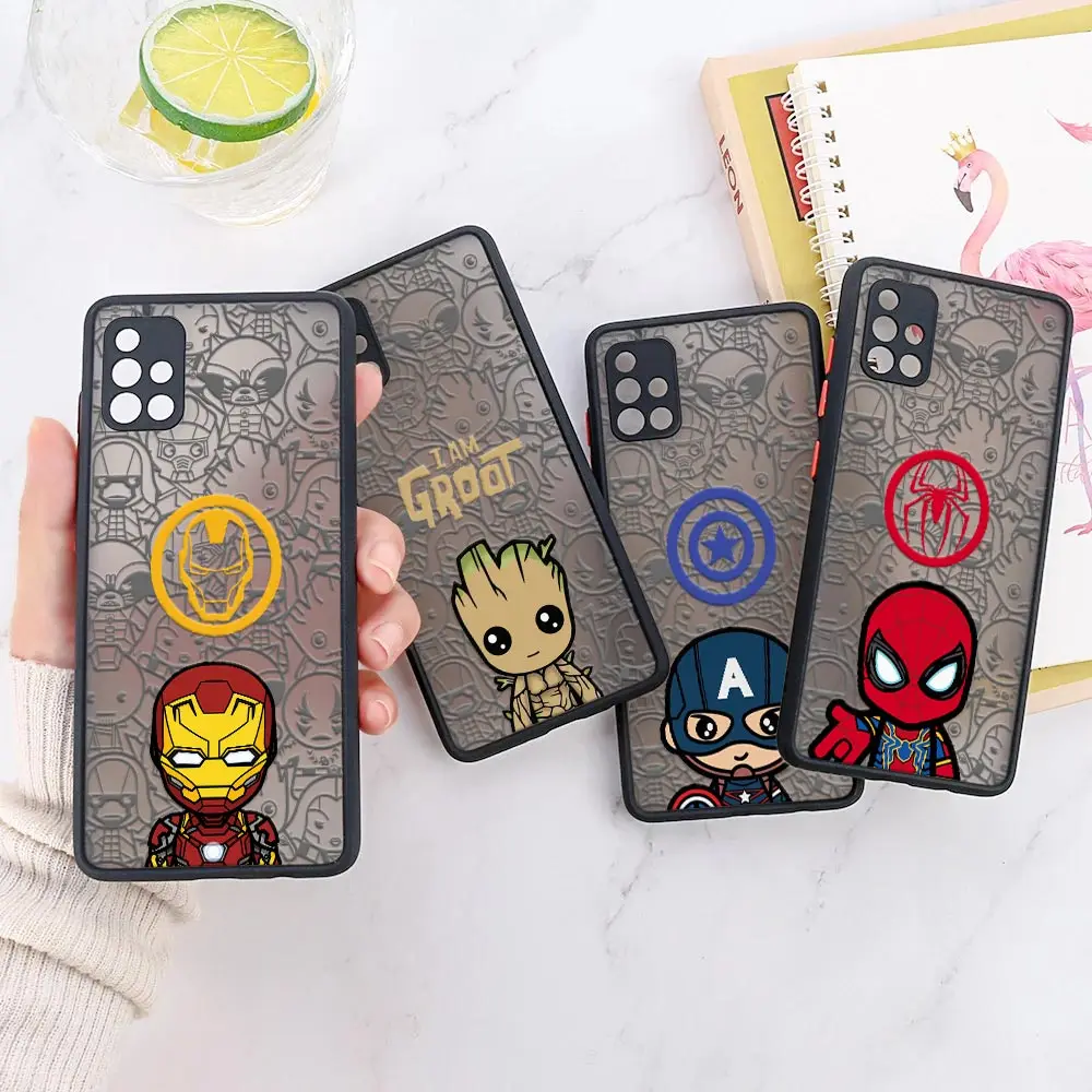 

Marvel Hero Logo Ironman Groot Fundas For Galaxy A13 Cases Samsung A52 A53 5G A72 A73 A23 A33 21S A52s A32 A51 Hard Matte Covers