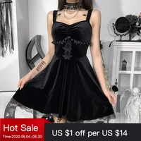 egirl vintage punk dress grunge gothic black mini dress lace trim high waist bodycon dress y2k women 90s harajuku lolita dresses