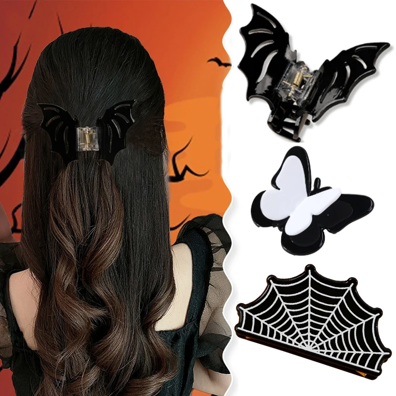 

ncmama Halloween Bat Hair Claw Clips For Women Girl Funny Hair Crab Shark Clip Butterfly Hairpin Lady Headdress Hair Accessories