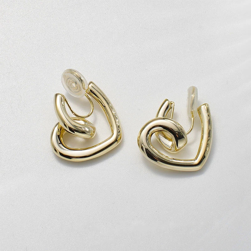 

Fashion New Metal Love Shape Mosquito Coil Ear Clip Non Pierced for Female Gold Temperament Cool Punk Ear Clips Niche Jewelry