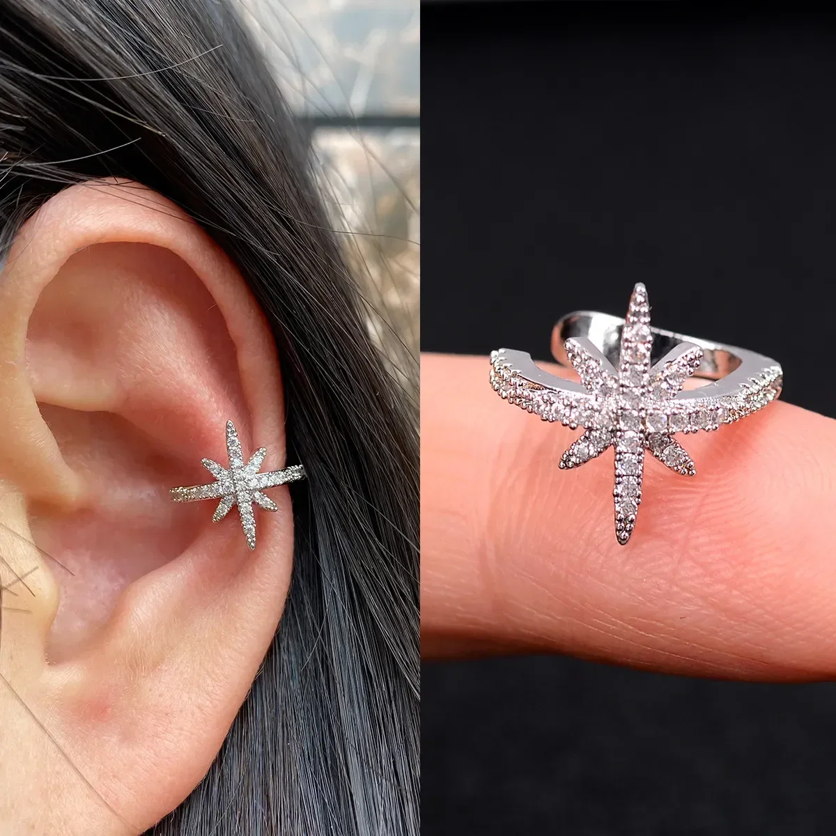 

Earcuff Leaf Stars Clip Earrings Fake Piercing Ear Cuff Clip-on Earrings Without Hole Clips On Ears Earring Star Cartilage