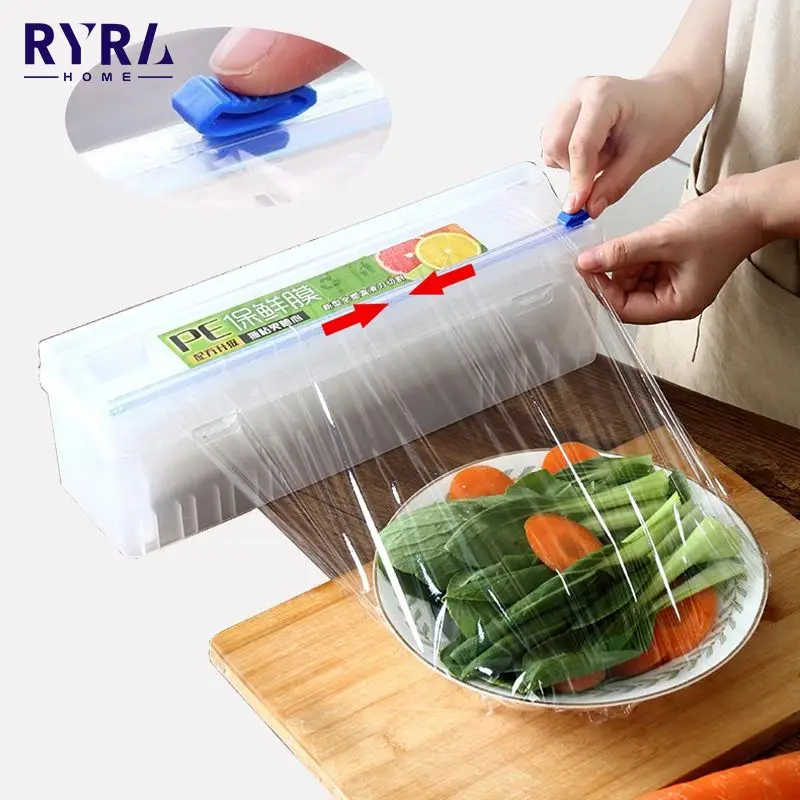 

Plastic Wrap Dispenser Cling Food Wrap Cutter Dispenser Film Cutter Storage Holder Kitchen Accessories Cling Wrap Kitchen Tools