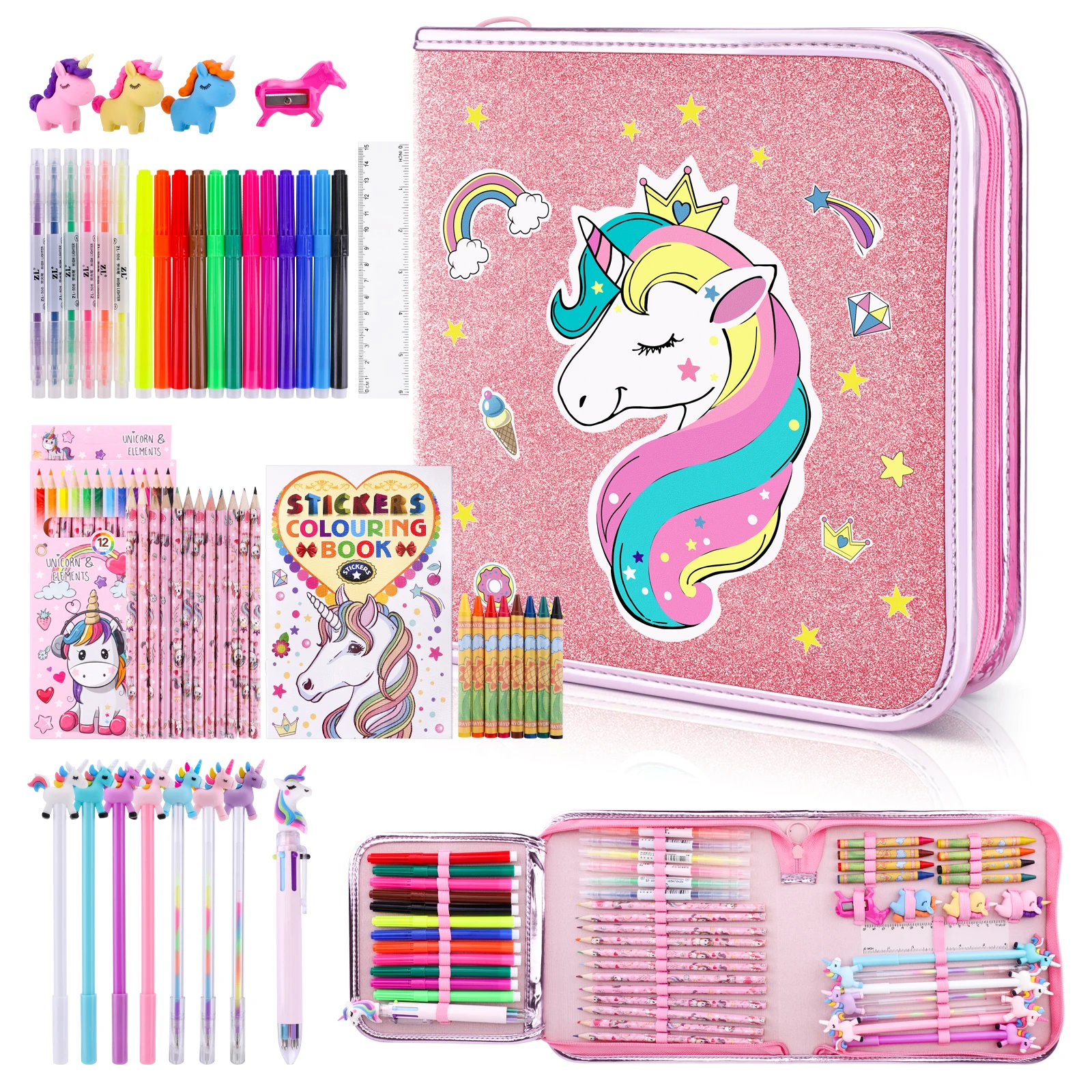 Case Set For Girls Large Capacity Pencil Box Portable Kid Pen Bag School Pouch School Supplies Gift